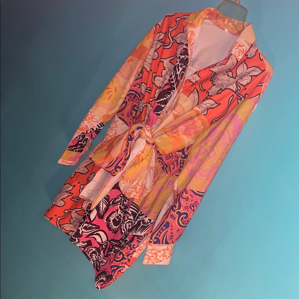Vibrant Floral Print Shirt Dress